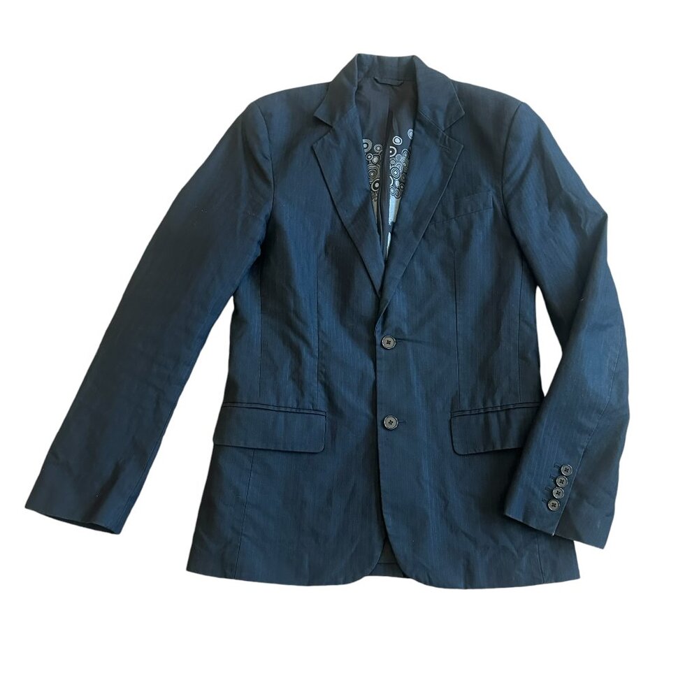 Juicy Couture Cotton Black Pinstripe Blazer Jacket Button-Down Size 38R Men's